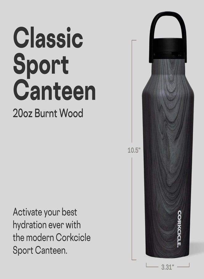 Corkcicle Sport Canteen - Keeps Drinks Cold 25 Hours - Stainless Steel Water Bottle - Triple-Insulated - Spill-Proof - Summer Drinkware Gift - Keeps Drinks Ice Cold - 20 oz - Burnt Wood - Image 2